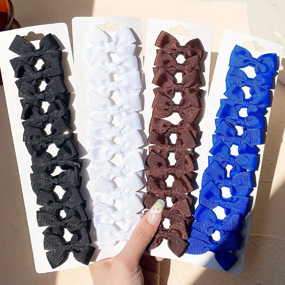 10Pcs/lot 1.9\'\' Mini Solid Bows Hair Clips For Cute Girls Boutique Bowknot Hairpin Barrettes Headwear Hair Accessories Wholesale