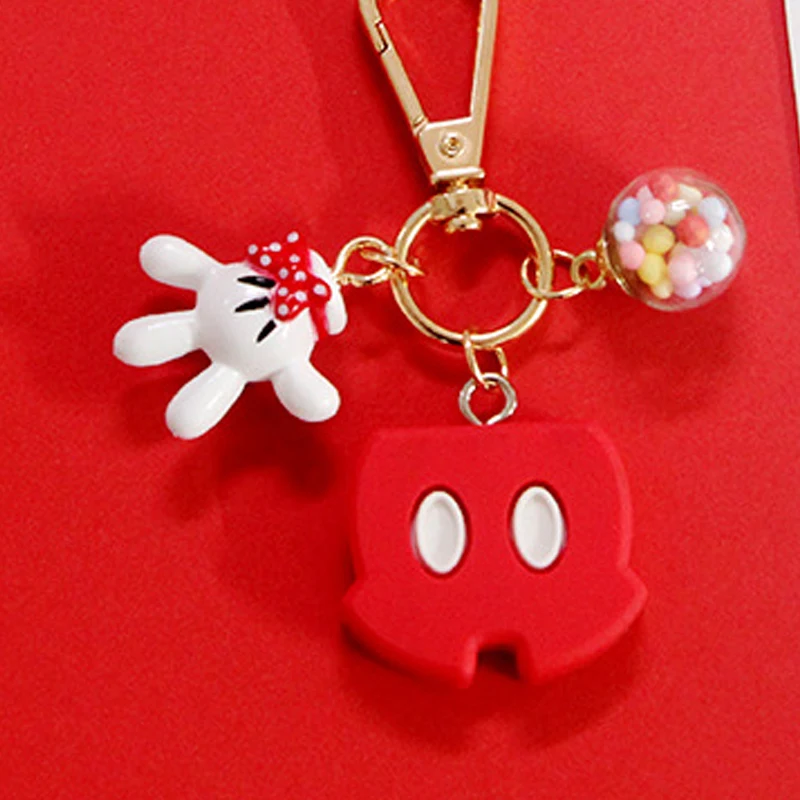 Disney Mickey Mouse Keychain Anime Cartoon Minnie Mouse Palm Shorts Pendant Backpack Bag Car Keyring Accessories Birthday Gift