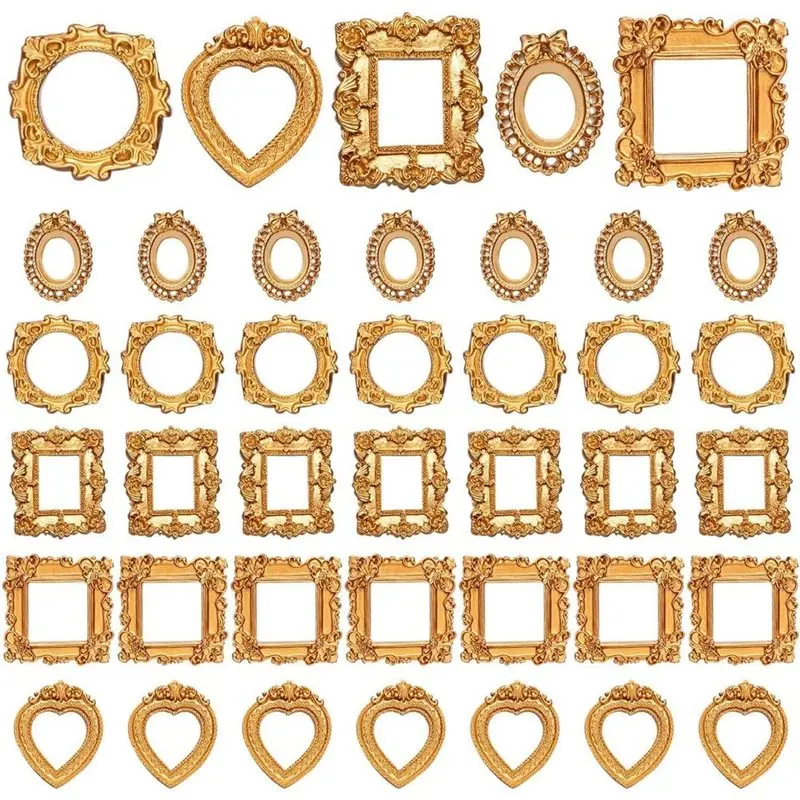 CQMF-For DIY Jewelry Display, 40PCS Vintage Mini Resin Photo Frame For Photography Mobile Phone Picture And Decor Hanging