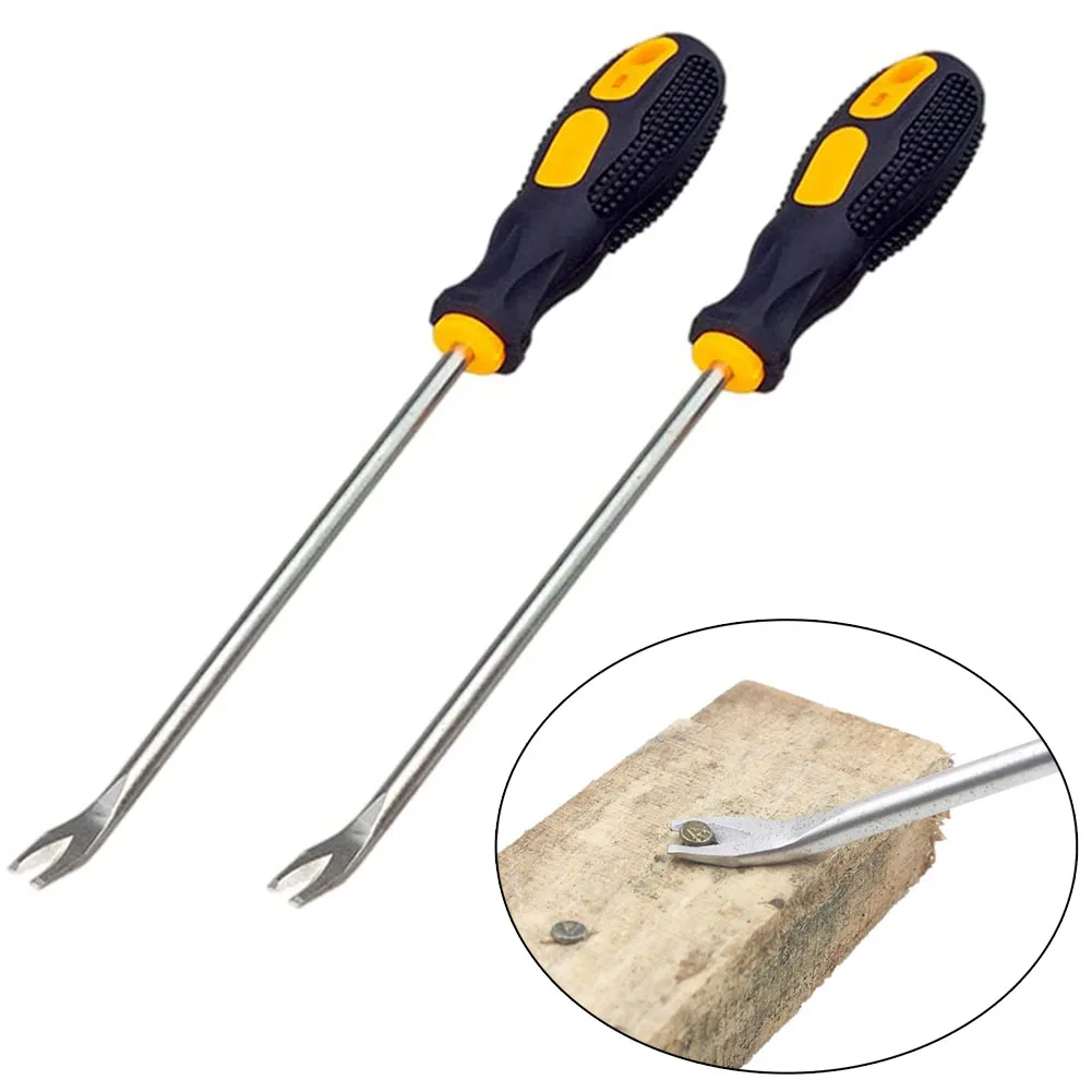 1pc Tack Puller Nail Puller Pry Tool Nail Remover U/V Type Screwdriver 260mm For Home Workshop Industries Carpenters