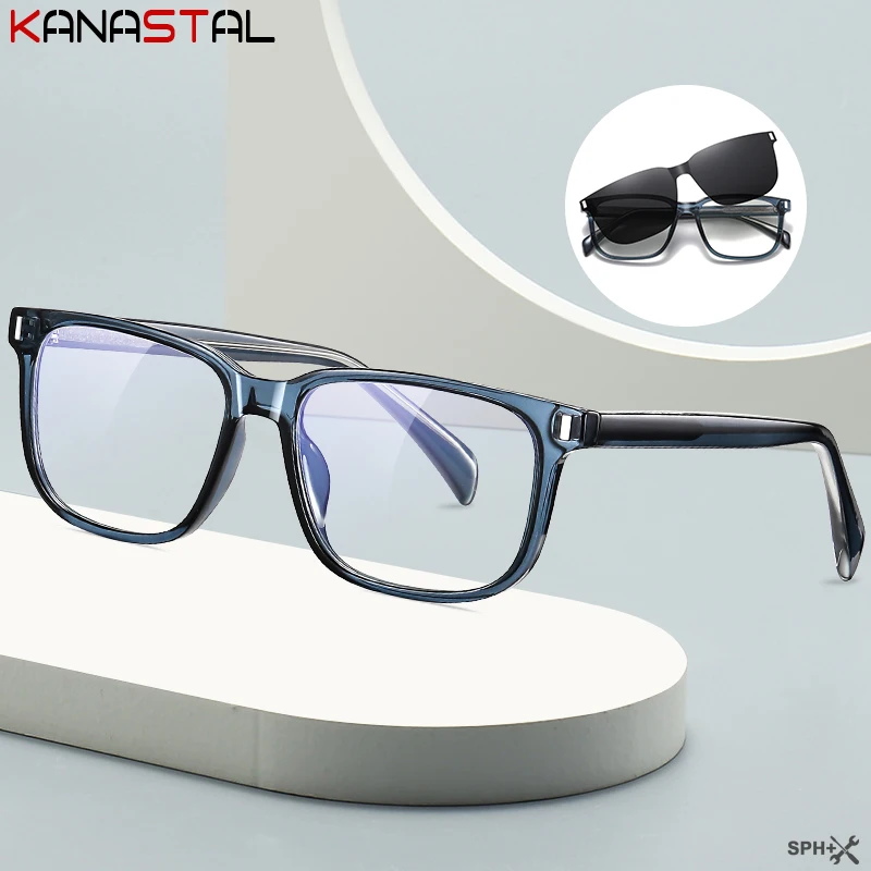 

Men Optical Lenses Prescription Reading Glasses Anti Blue Light Myopia Eyewear Women TR90 Eyeglasses Frame Polarized Sunglasses