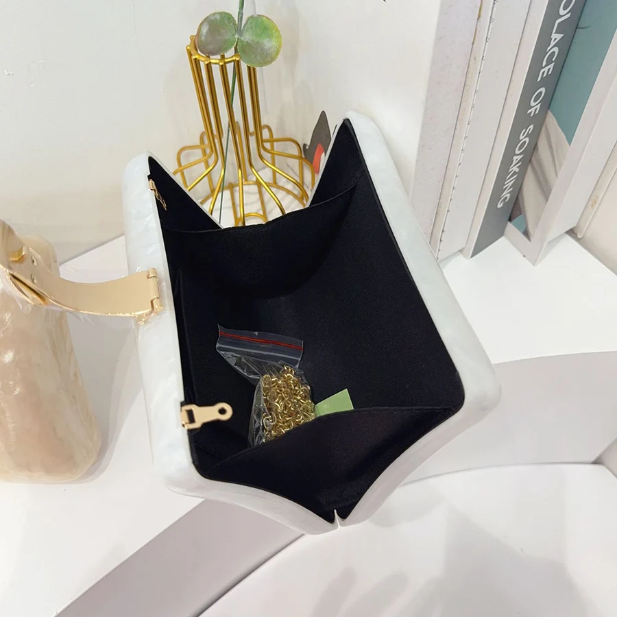 Square Shape Clutch Bag Acrylic Purse Women Wedding Party Evening Party Cute Ivory Pearl Color Banquet Handbag Summer New 2025 view 6