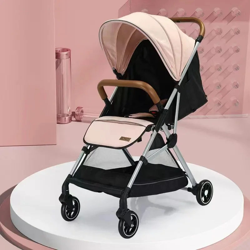 Four-wheeled Stroller High Landscape Scooter Can Sit and Lie Down Newborn Baby Stroller Foldable Shock-absorbing Baby Stroller