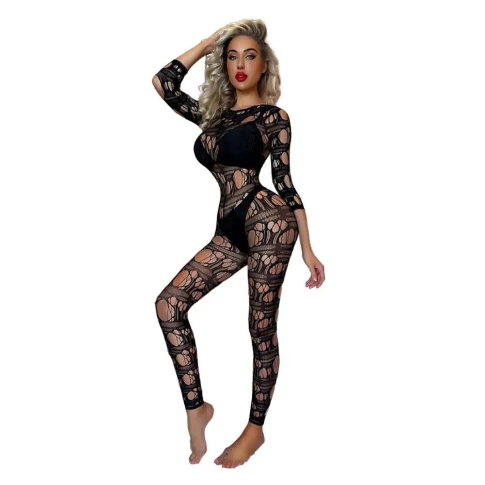 

Новый модный женский комбинезон с длинными рукавами и прозрачными вставками, с низкой талией, короткие брюки, хлопок, весенний сезон, специальная женская одежда