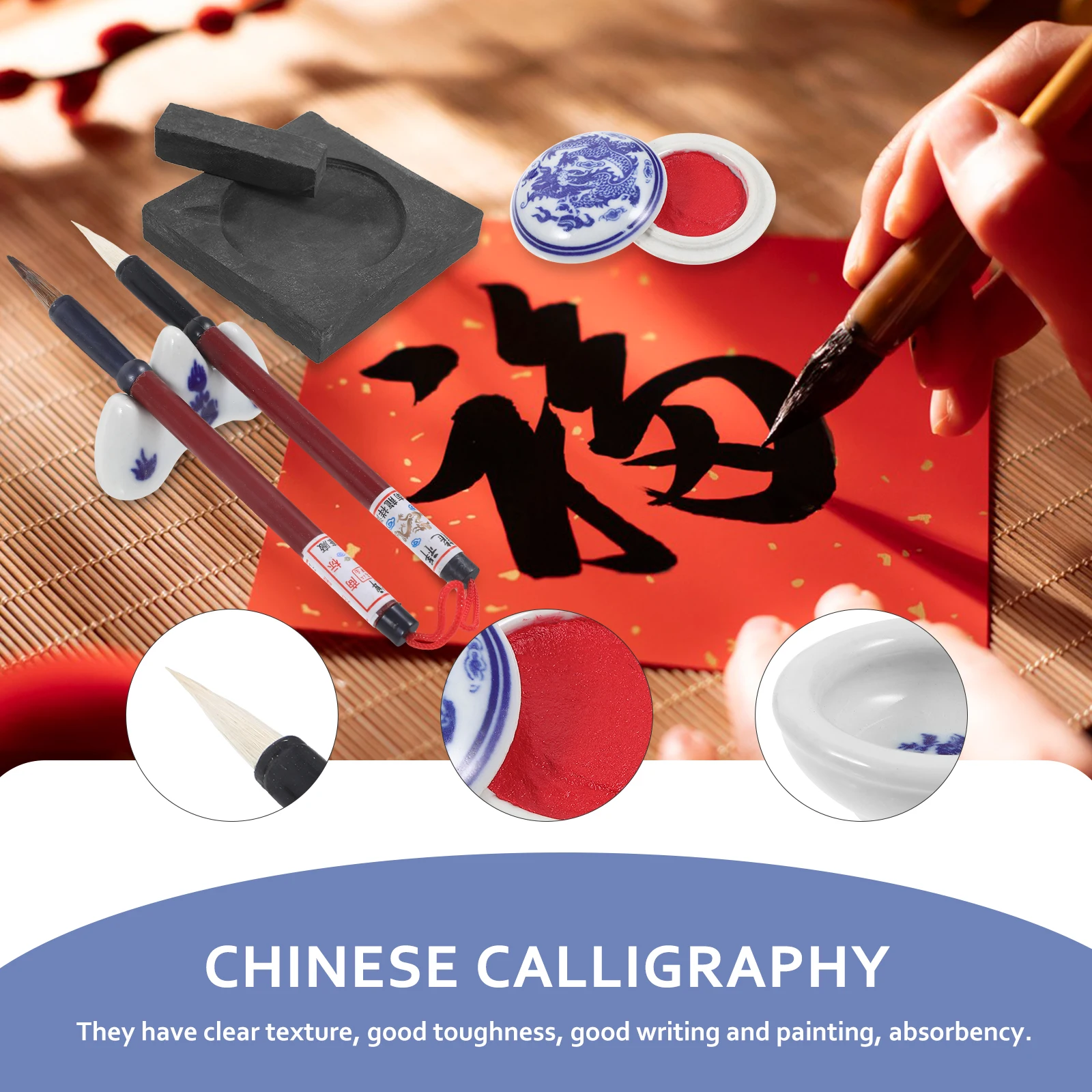 مجموعة الخط الصيني مجموعة أقلام فرشاة إنكستون المربعة للمبتدئين مثالية للرسم بالألوان المائية لوازم هدايا كانجي