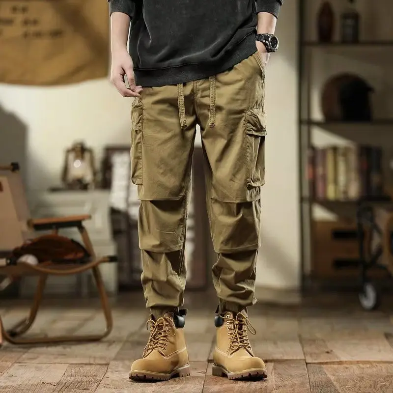 

Cotton Loose Multi Pocket Men's Cargo Pants Spring and Autumn Designer Aesthetic Fashion Korean Style Cheapest Emo Male Trousers