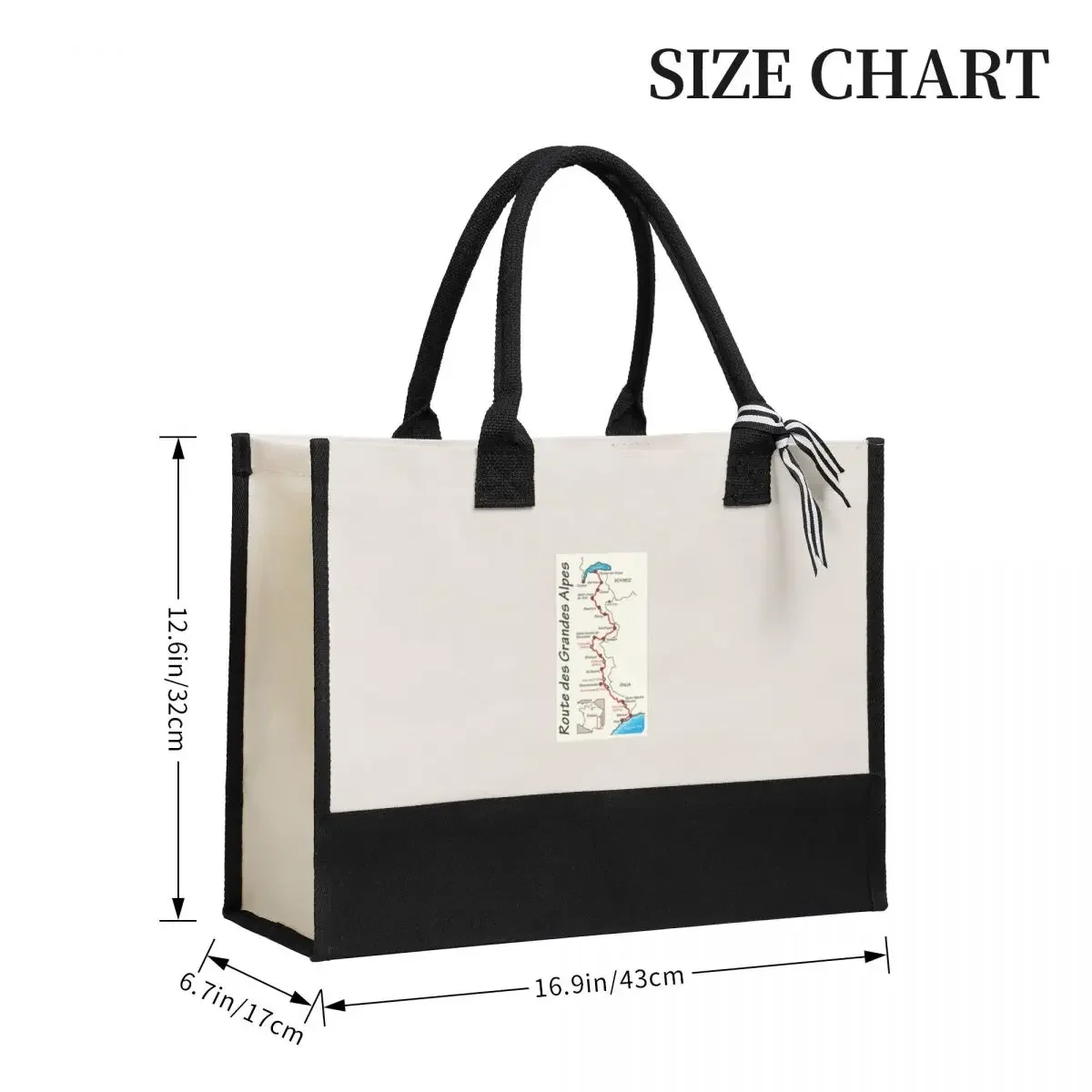 Canvas Gift Shopping Bag Route Des Grandes Alpes Map Canvas Large Capacity Bag Customizable Quality Gifts