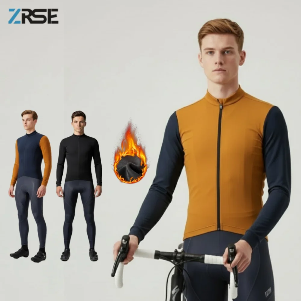 

ZRSE Men's Winter Thermal Cycling Jersey Comfortable Fleece Windproof Warm Anti-Wrinkle Bike Shirt for Mountain Road Cycling