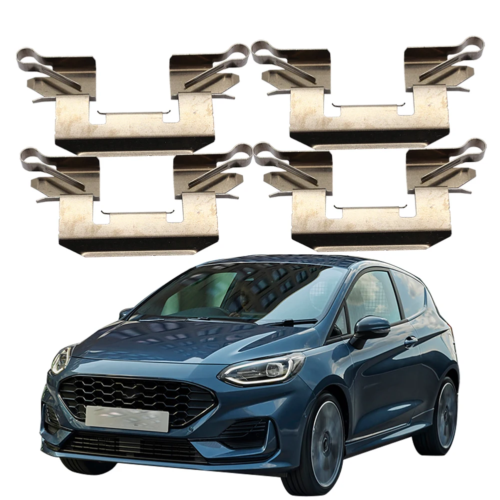 4Pcs Front Brake Pad Fitting Kit Shims Front Brake Wheel Cylinder Circlip Gasket Car Brake Fitting Kit for Ford Fiesta MK7 08-17