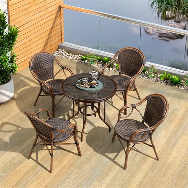 3 Piece Outdoor Rattan Table Chair Set Garden Patio Balcony Terrace Leisure Small Coffee Table Outdoor Chair