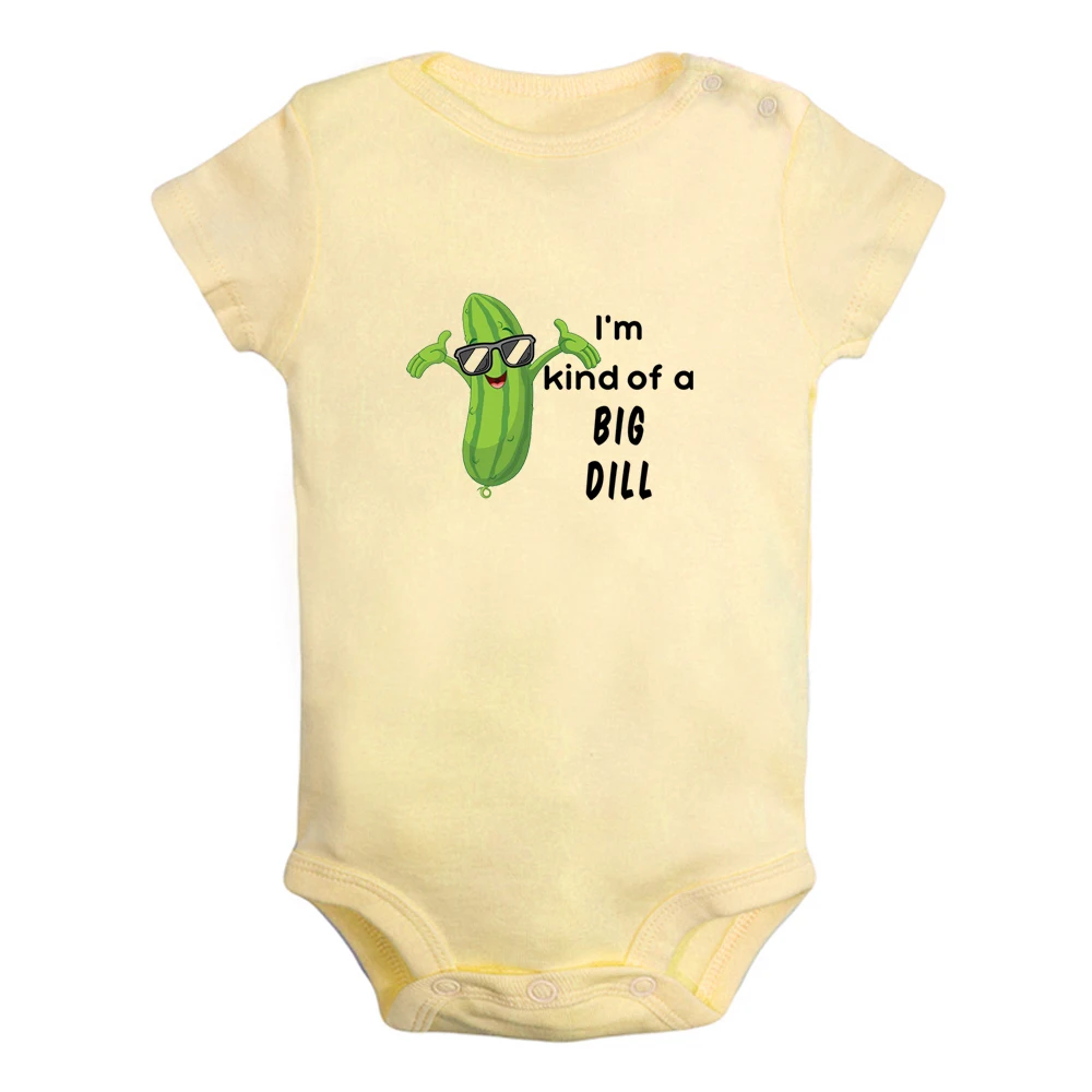 Cucumber bitter gourd I'm Kind Of A Big Dill Cute Baby Rompers Baby Boys Girls Fun Print Bodysuit Infant Short Sleeves Jumpsuit