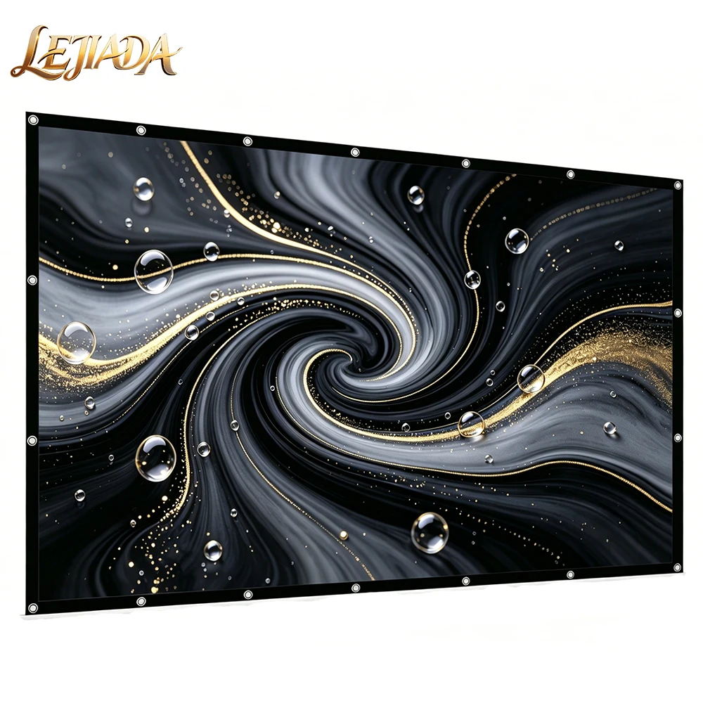 LEJIADA 16:9 Hanging Movie Screen Foldable Anti Wrinkle Home Theater Outdoor Camping Entertainment Projection Screen 60-150inch
