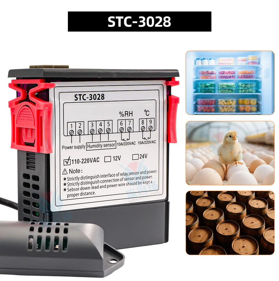 STC-3008 Dual Digital Temperature Controller Two Relay Output 12V 24V 220V Thermoregulator Thermostat Heater Cooler With Probe