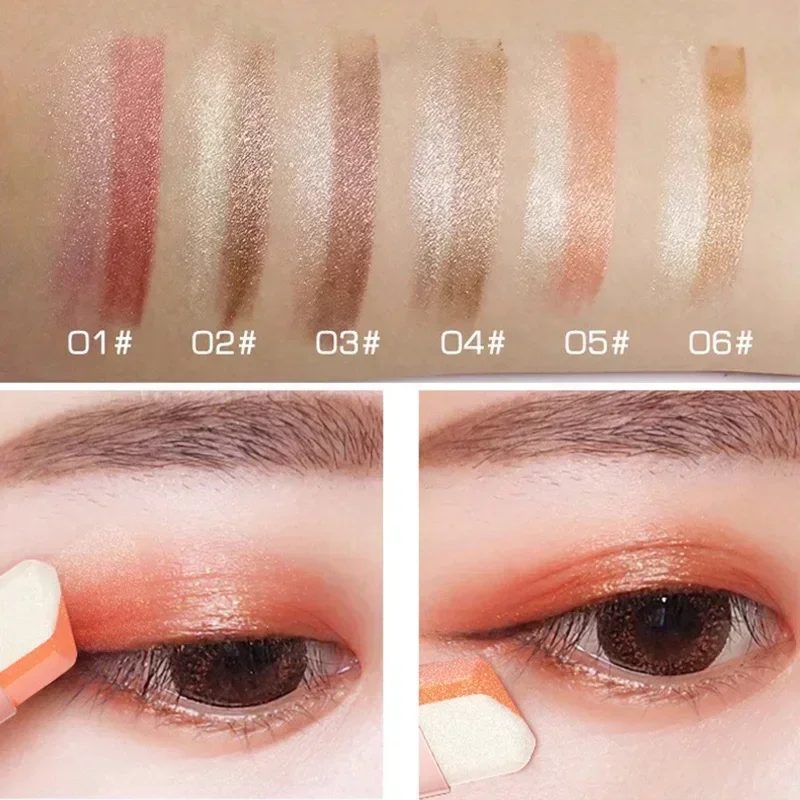 Lápiz de sombra de ojos con brillo de doble Color, lápiz de sombra de ojos, maquillaje impermeable, Bicolor, brillo perezoso, cosméticos, herramienta de maquillaje de belleza