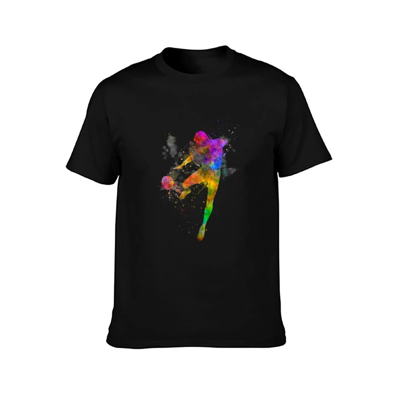 man soccer football player flying kicking T-Shirt Street Fashion Casual Tee Shirt T-Shirt