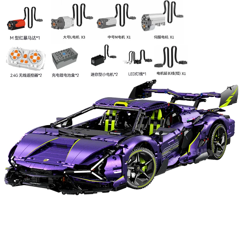 IN STOCK 1:8 MOC Technical Remote Control Supercar Building Blocks Bricks Assembling Model Toys for Children Birthday Gift Set