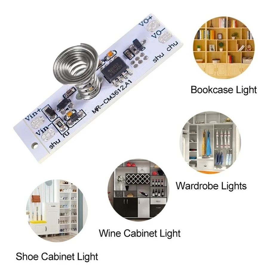 DC12V 24V Capacitive Touch Sensor Switch Coil Spring LED Dimmer On Off Light Switch Module 36W 3A for Smart Home LED Light Strip