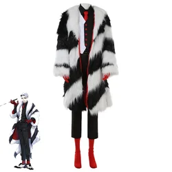Twistedd Wonderlandd Divus Crewel Cosplay Costume Winter Fur-lined Overcoat Halloween Costumes Fancy Party Suits Custom Made