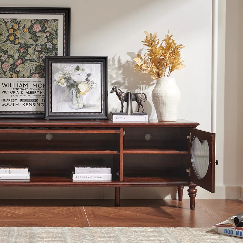 #American Retro Modern Country Living Room Home Mid-Century Solid Wood Storage Floor Cabinet for Small Apartments for TV Stands