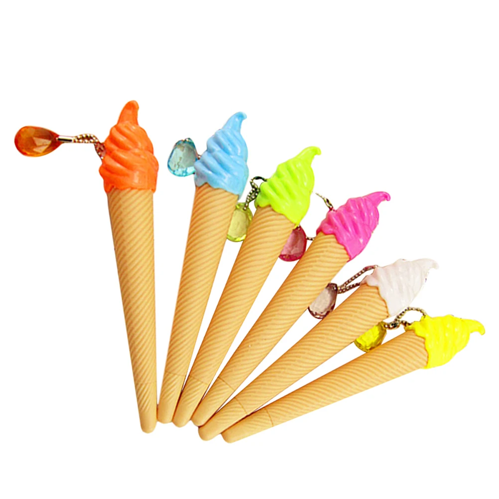 24 pcs Ice Cream Gel Pens Smooth Writing Comfortable Grip Kids Doodle Cartoon Shape School Office Use Gel Ink Pen
