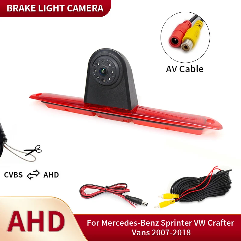 AHD Waterproof Night Vision Car Brake Light Rear View Reverse Camera For Mercedes-Benz Sprinter VW Crafter Vans 2007-2018