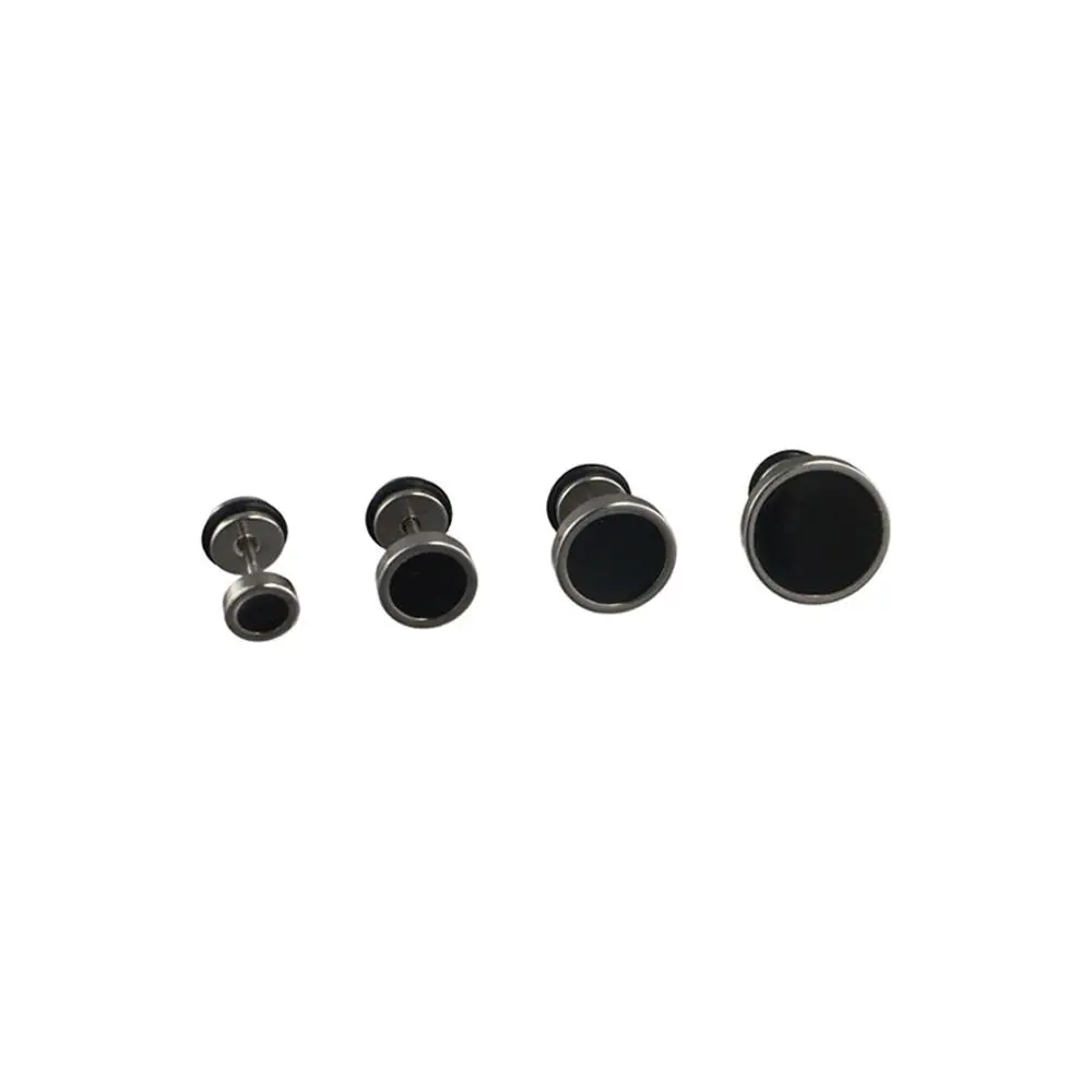 Korean Style Round Black Stud Earrings Street Wear Solid Color Hip Hop Earring Oil Drip Stainless Steel Fashion Stud Earring