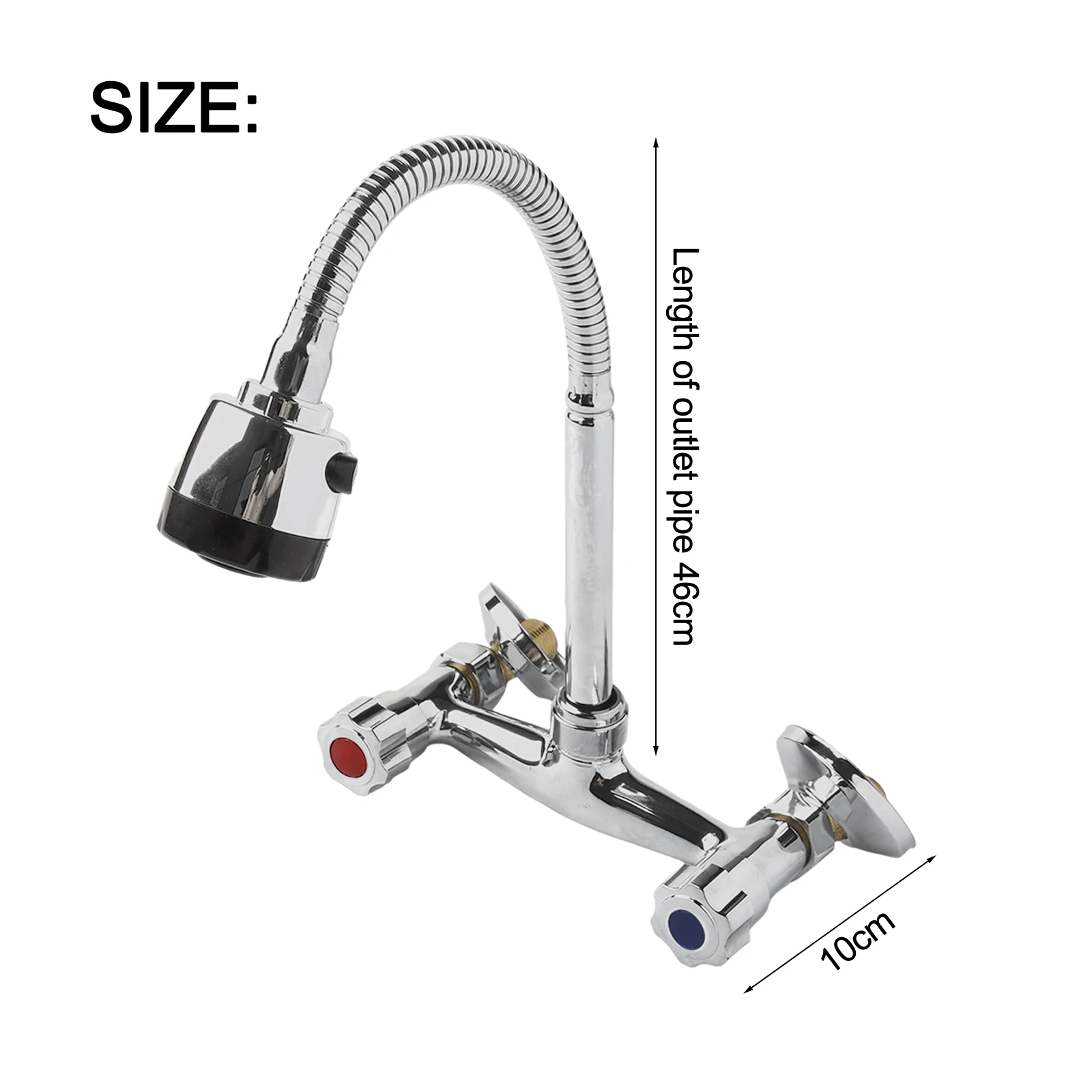 Kitchen Sink Faucet Wall-Mounted Cold And Hot Water Mixer Faucets 360° Rotatable Dual Handle Kitchen Splashproof Faucet ﻿