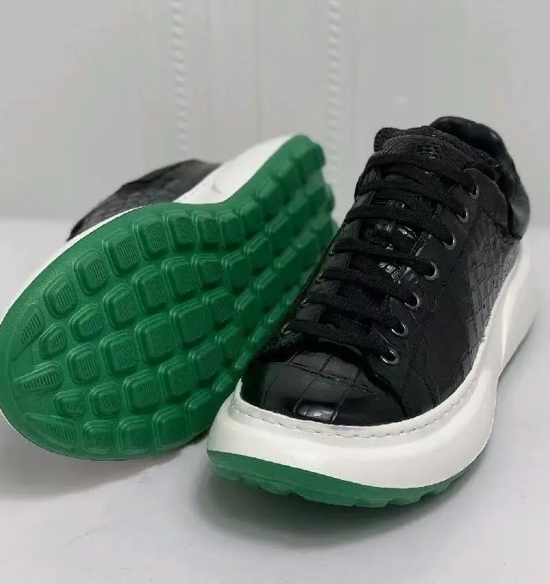 

2025 new arrival Fashion Crocodile Skin causal shoes men,male Genuine leather Sneakers PDD716