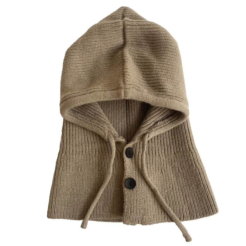 Winter Knit Hat New Ladies Fashion One-piece Hat Korean Version of Leisure Scarf Warm Windproof Wool Hat 2