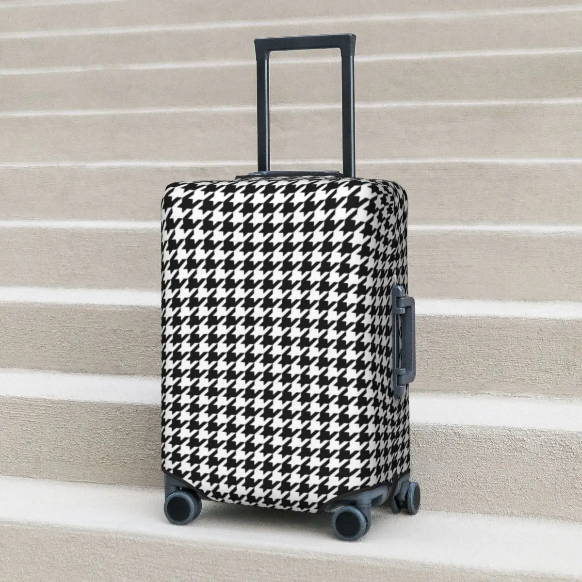 

Black And White Houndstooth Suitcase Cover Classic Pattern Strectch Business Protector Luggage Case Flight