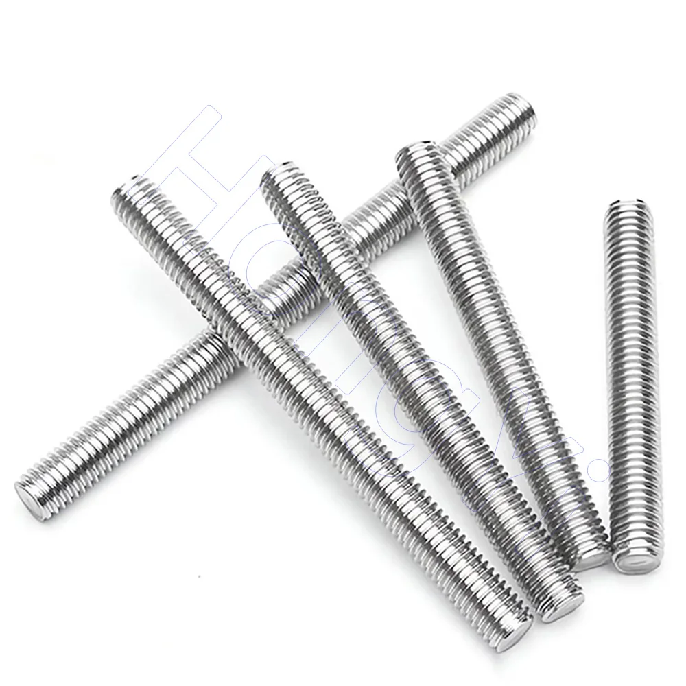 2Pc M2 M2.5-M16 304 Stainless Steel Full Threaded Rod Fully Metric Thread Rods Shaft Bar Screws Headless Bolt Stud L=45mm-400mm