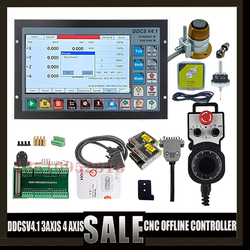 2023 Hot Sale! Ddcsv4.1 3/4 Axis G-code Cnc Offline Controller Kit With E-stop Mpg Z-axis Tool Setter 3d Angle Edge Finder