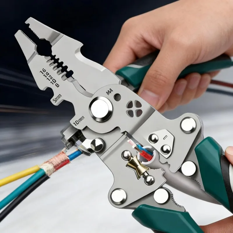 Faltbare 18-in-1 Abisolierzange Crimpzange Multifunktionszange Elektriker-Schere für DIY Schneiden Ziehen von Drähten und Kabeln – Detail 7