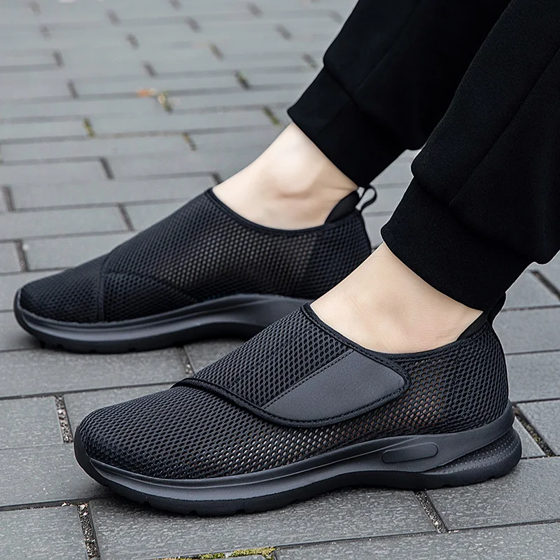 Uomo Donna Ortopedia Piedi larghi Passeggiata gonfia Scarpe casual Unisex Regolazione del pollice Scarpe per diabetici morbide e confortevoli Nero 36-46