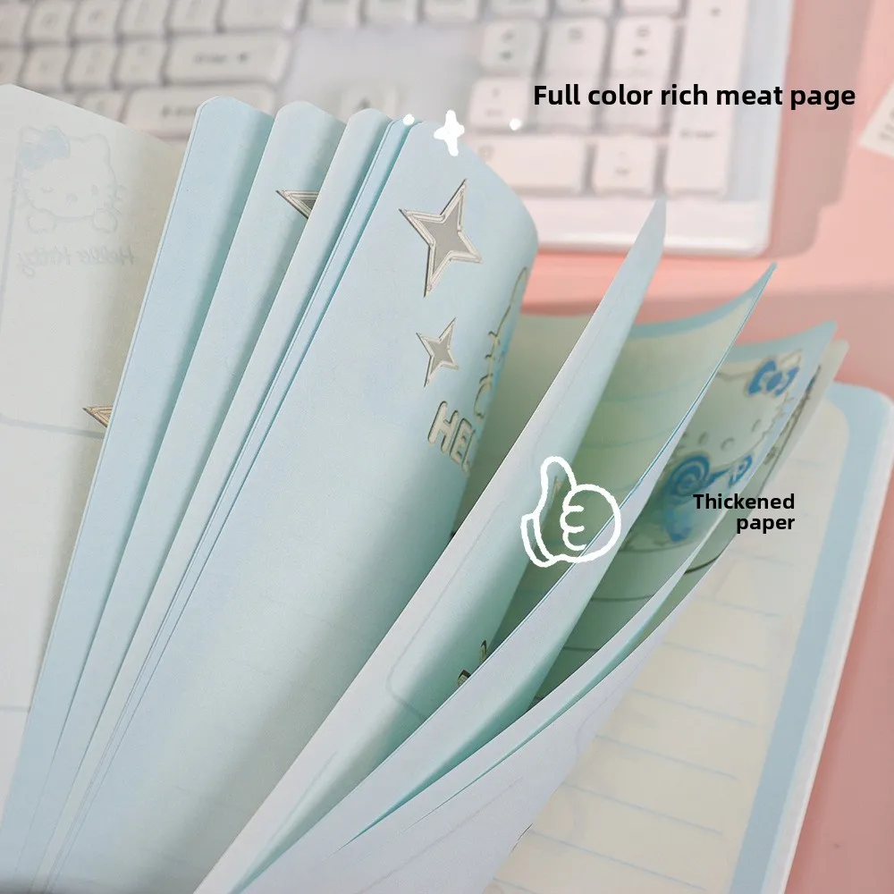 A5 Cute KT Laser Color Page Notebook Diary Student Full Color Memo Pad High Appearance Leather Cover Journal for Study
