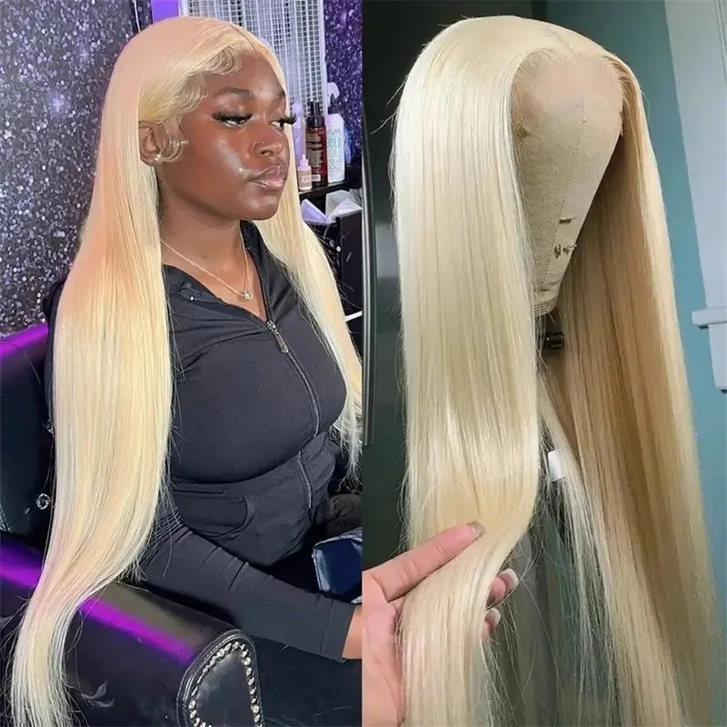 613 Blonde 13x6 HD Lace Frontal Wig 13x4 Front Human Hair Wigs Straight Transparent Preplucked Brazilian For Women 40 Inches