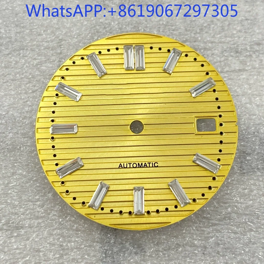 قرص ساعة ماسي عربي مناسب لساعة حركة NH38 وإكسسوارات عصرية بخطوط أفقية وأجزاء قرص الرجل الملمس