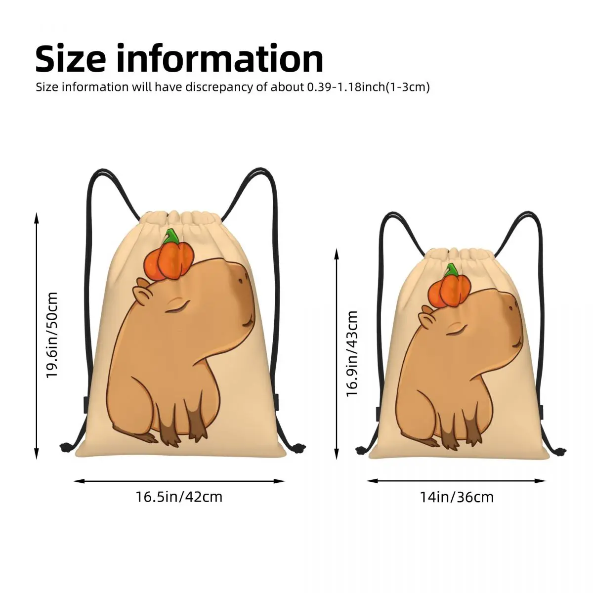 Cute Capybara With Pumpkin Bag Drawstring Backpack Sports Gym Sackpack String Bag for Running