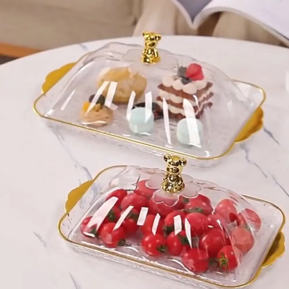 

Multi-Function Plastic Fruit Tray Exquisite with Lid Candy Storage Box Reusable Snack Tray Dessert