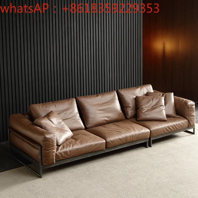 Source strength Factory customized Italian leather sofa living room modern simple straight down down leather art sofa