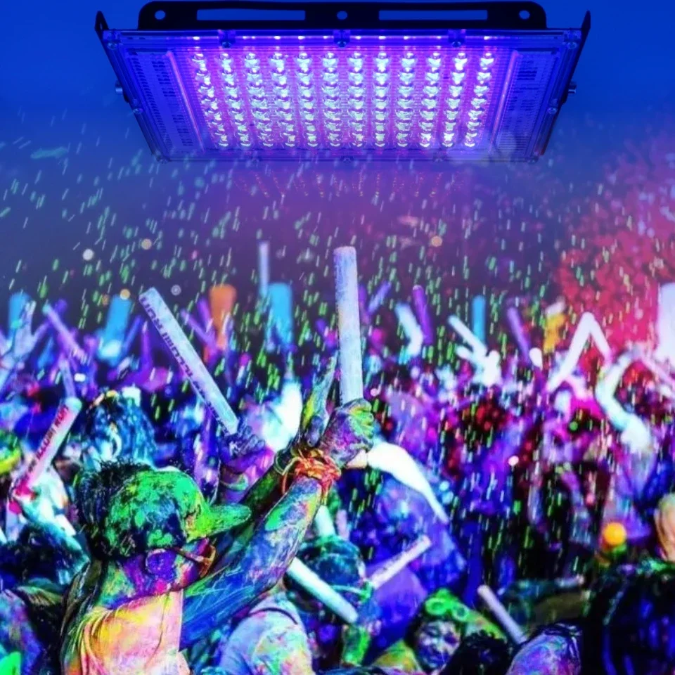 

50 Вт 100 Вт светодиодный УФ-прожектор 110 В 220 В для вечеринок 395 нм 400 нм IP65 водонепроницаемая ультрафиолетовая люминесцентная сценическая лампа с вилкой США/ЕС