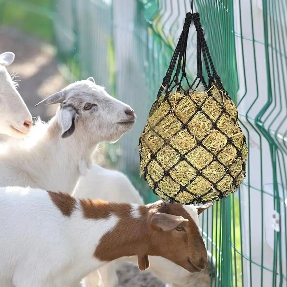 2 قطعة/المجموعة جديد تغذية بطيئة القش صافي معلقة سعة كبيرة الحصان القش حقيبة 40 بوصة القش المغذية حقيبة للخيول الماعز الأغنام