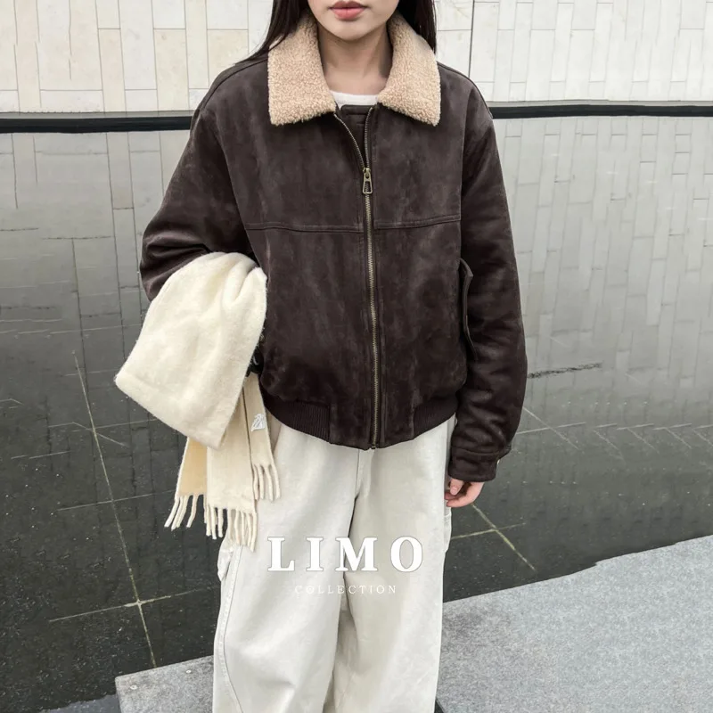 

LIMO Стиль Замшевый воротник Лоскутное короткое пальто для женщин Зимняя теплая хлопковая куртка Топ