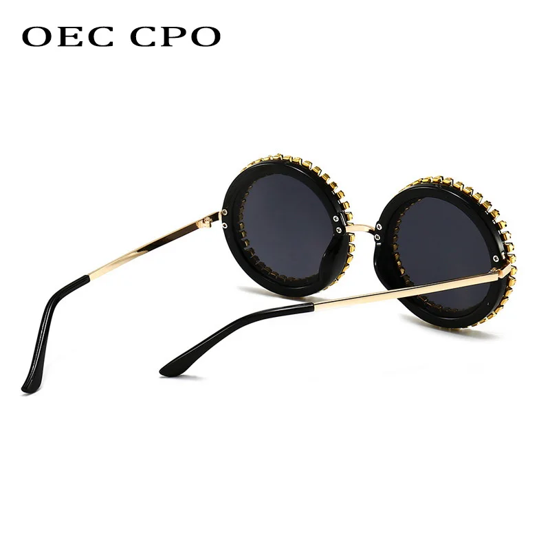 2024 Ins Popular Diamond Sunglasses Women Men Fashion Rhinestone Round Punk Sun Glasses Female Retro Black Shades UV400 Eyewear
