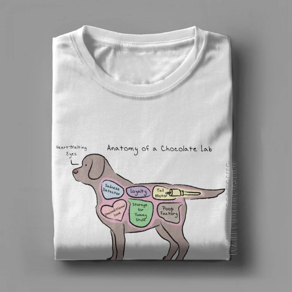 Anatomy Of A Chocolate Lab Men's T-Shirt Labrador Retriever Vintage Cotton Tee Shirt Short Sleeve T-Shirts Summer Clothes