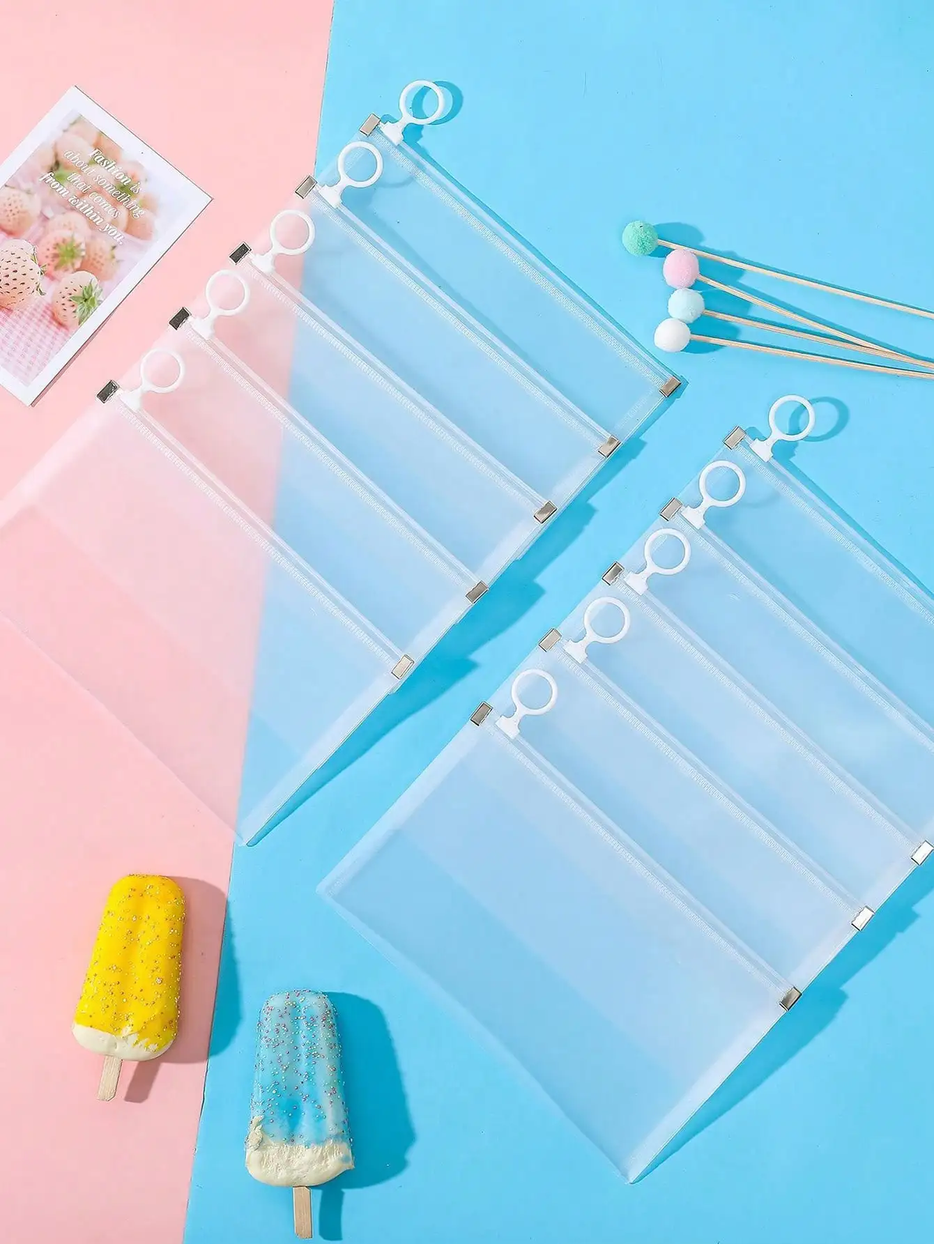 10pcs/20pcs translucent storage bag-daily necessities for stationery, cosmetics, travel and more durable waterproof zipper bags