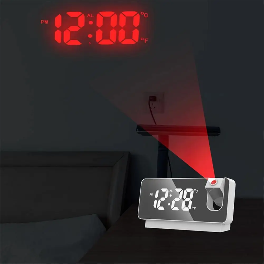 Reloj despertador de proyección Digital Led para el hogar, dispositivo electrónico de mesa con proyector de tiempo de 180 grados, para dormitorio y mesita de noche, gran oferta, 2022