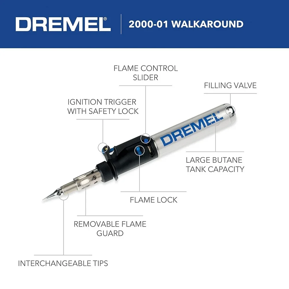 Dremel Mini Welder Multi-Function Butane Flame Torch Wood Burning Leather Crafting Cutting Cordless Pencil Welding Repair Tool