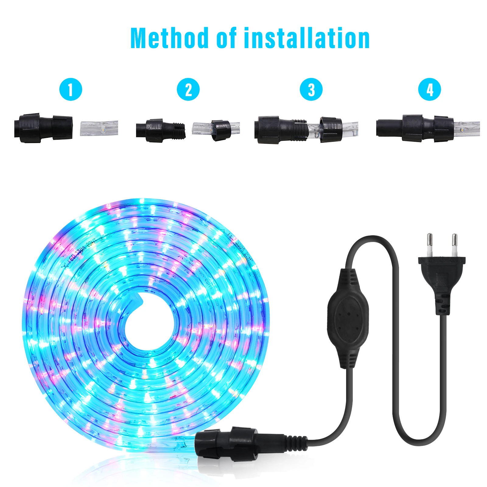 AC110V 220V Round Neon Strip Light 360 Degree Outdoor Flexible Neon Tube Waterproof IP67 LED Ribbon For Christmas Party Lighting