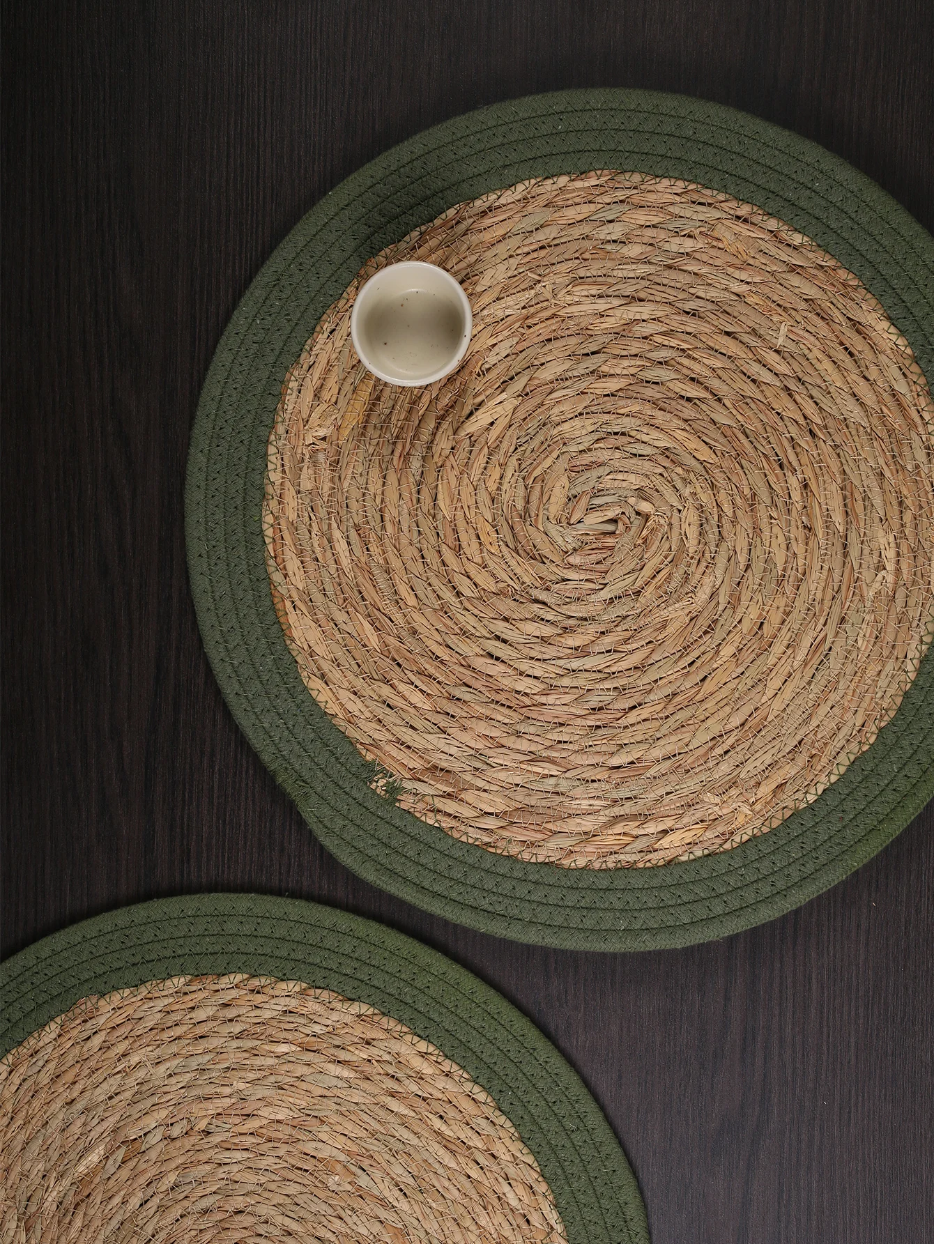 1/4pcs Christmas Natural Straw Seagrass Round Woven Place Mats Vintage Houseold Handmade Braided Dinning Table Coaster Placemats